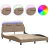 Cadre de lit avec LED sans matelas cappuccino 140x200 cm 
