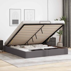 Cadre de lit ottoman sans matelas gris 200x200 cm similicuir 