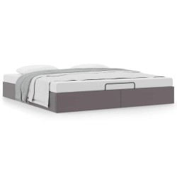 Cadre de lit ottoman sans matelas gris 200x200 cm similicuir 