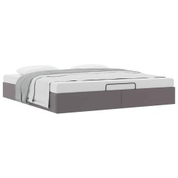 Cadre de lit ottoman sans matelas gris 200x200 cm similicuir 