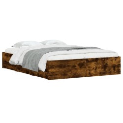 Cadre de lit avec tiroirs sans matelas chêne fumé 140x190 cm 