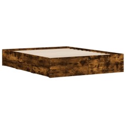 Cadre de lit avec tiroirs sans matelas chêne fumé 140x190 cm 