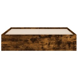 Cadre de lit avec tiroirs sans matelas chêne fumé 140x190 cm 