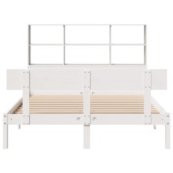 Lit bibliothèque sans matelas blanc 140x200 cm bois pin massif 