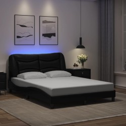 Cadre de lit avec LED sans matelas noir 140x190 cm 
