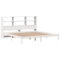 Lit bibliothèque sans matelas blanc 180x200 cm bois pin massif 