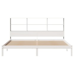 Lit bibliothèque sans matelas blanc 180x200 cm bois pin massif 