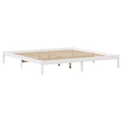 Lit bibliothèque sans matelas blanc 180x200 cm bois pin massif 