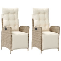 Chaises inclinables de jardin lot de 2 avec repose-pied rotin 