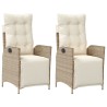 Chaises inclinables de jardin lot de 2 avec repose-pied rotin 