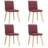 Chaises à manger lot de 4 rouge bordeaux tissu 