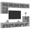 Unités murales TV avec LED 8 pcs gris béton bois d'ingénierie 