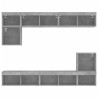 Unités murales TV avec LED 8 pcs gris béton bois d'ingénierie 