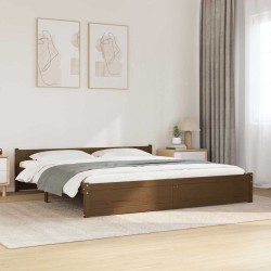 Cadre de lit sans matelas marron miel bois massif 200x200 cm 