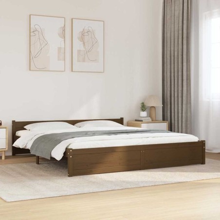 Cadre de lit sans matelas marron miel bois massif 200x200 cm 