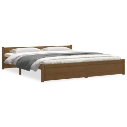 Cadre de lit sans matelas marron miel bois massif 200x200 cm 