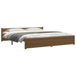 Cadre de lit sans matelas marron miel bois massif 200x200 cm 