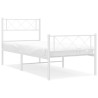 Cadre de lit métal sans matelas et pied de lit blanc 107x203 cm 