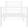 Cadre de lit métal sans matelas et pied de lit blanc 107x203 cm 