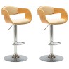 Chaises de bar lot de 2 crème bois courbé et similicuir 