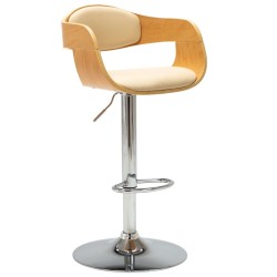 Chaises de bar lot de 2 crème bois courbé et similicuir 