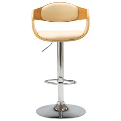 Chaises de bar lot de 2 crème bois courbé et similicuir 