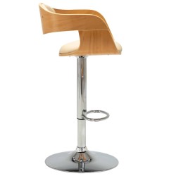 Chaises de bar lot de 2 crème bois courbé et similicuir 