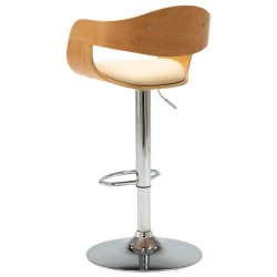 Chaises de bar lot de 2 crème bois courbé et similicuir 