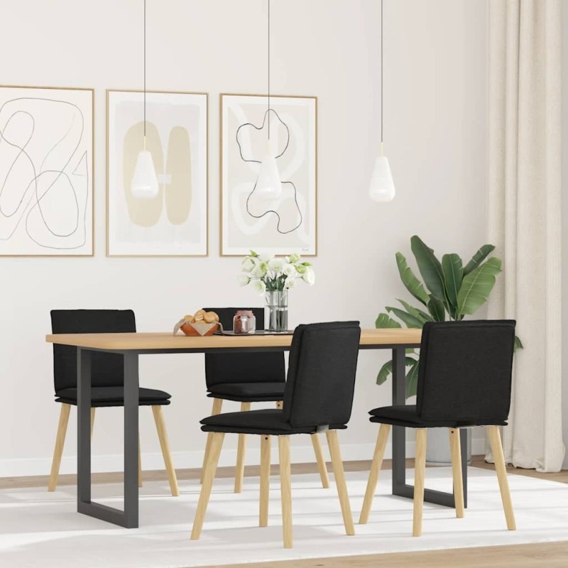 Chaises à manger lot de 4 noir tissu 