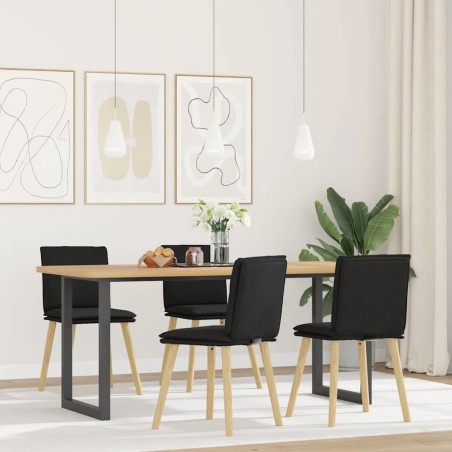 Chaises à manger lot de 4 noir tissu 