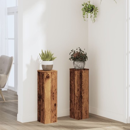 Supports pour plantes 2 pcs vieux bois bois d'ingénierie 