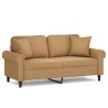 Canapé 2 places avec oreillers décoratifs brun 140 cm velours 