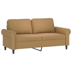 Canapé 2 places avec oreillers décoratifs brun 140 cm velours 