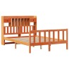 Lit bibliothèque sans matelas cire marron 150x200 cm pin massif 