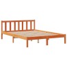Lit bibliothèque sans matelas cire marron 150x200 cm pin massif 