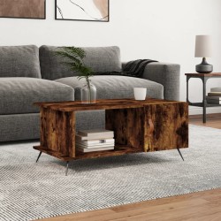 Table basse chêne fumé 90x50x40 cm bois d'ingénierie 