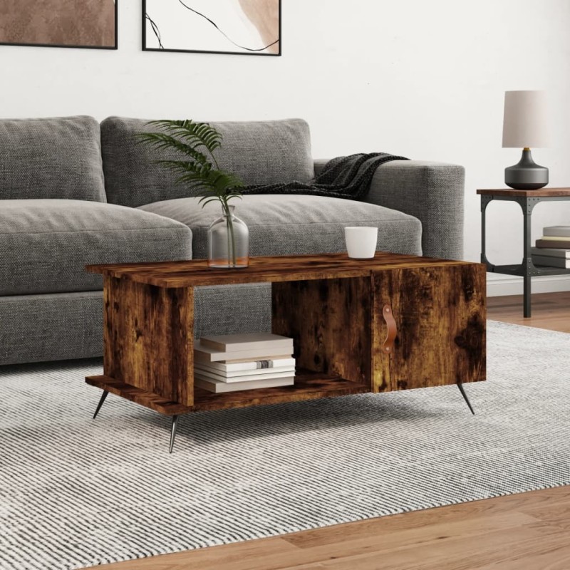 Table basse chêne fumé 90x50x40 cm bois d'ingénierie Table basse chêne fumé 90x50x40 cm bois d'ingénierie