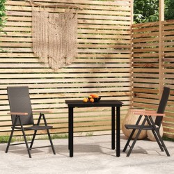 Ensemble à manger de jardin 3 pcs Noir 