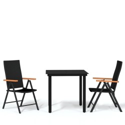 Ensemble à manger de jardin 3 pcs Noir 