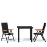Ensemble à manger de jardin 3 pcs Noir 