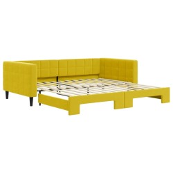 Lit de jour avec lit gigogne jaune 100x200 cm velours 