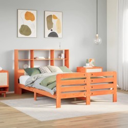 Cadre de lit sans matelas cire marron 140x190cm bois pin massif 