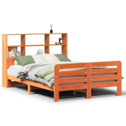 Cadre de lit sans matelas cire marron 140x190cm bois pin massif 