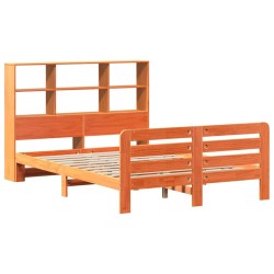 Cadre de lit sans matelas cire marron 140x190cm bois pin massif 