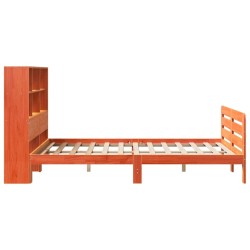 Cadre de lit sans matelas cire marron 140x190cm bois pin massif 