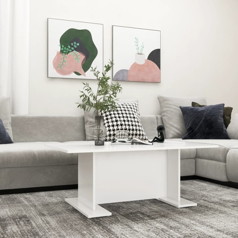 Table basse blanc 103,5x60x40 cm bois d'ingénierie Table basse blanc 103,5x60x40 cm bois d'ingénierie