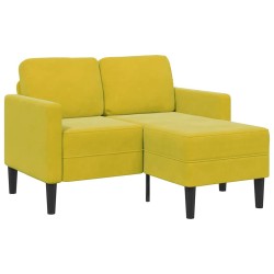 Canapé 2 places avec méridienne en L jaune 125 cm velours 