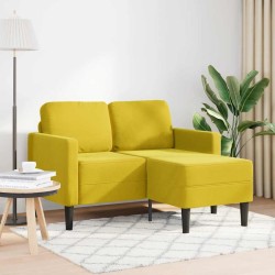 Canapé 2 places avec méridienne en L jaune 125 cm velours 