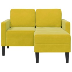 Canapé 2 places avec méridienne en L jaune 125 cm velours 