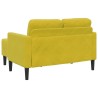 Canapé 2 places avec méridienne en L jaune 125 cm velours 